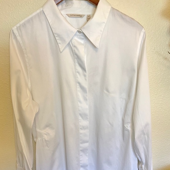 PLUS SIZE! Soft Surroundings Button Down Shirt White 1X - Picture 1 of 8